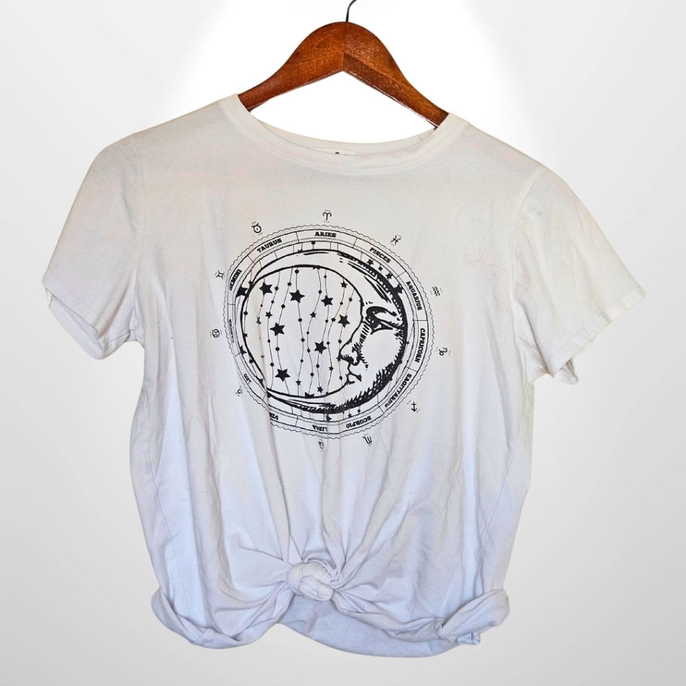 White Vintage Astrology Graphic Tee, one size